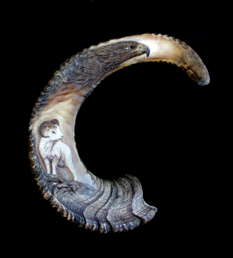 Dall Sheep Horn Carving