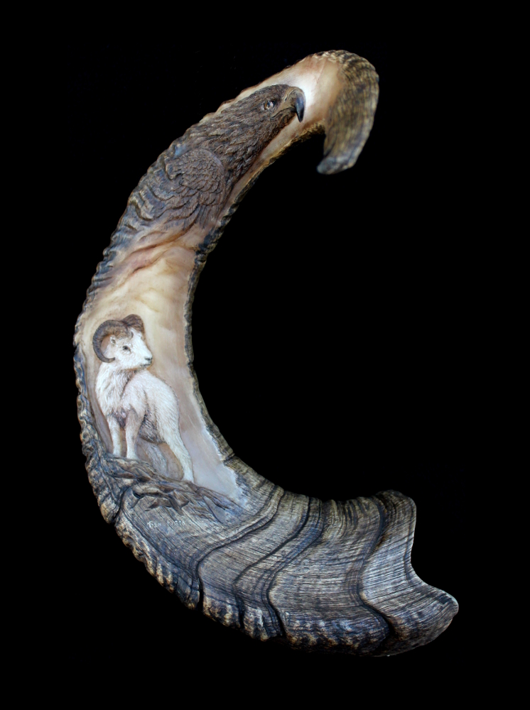 Dall Sheep Horn Carving